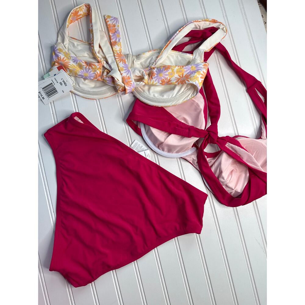 NWT Lot of 3 Bikinis L Space Camellia Top & Cupshe Fresh Cherry Set Size L DD - Picture 7 of 7